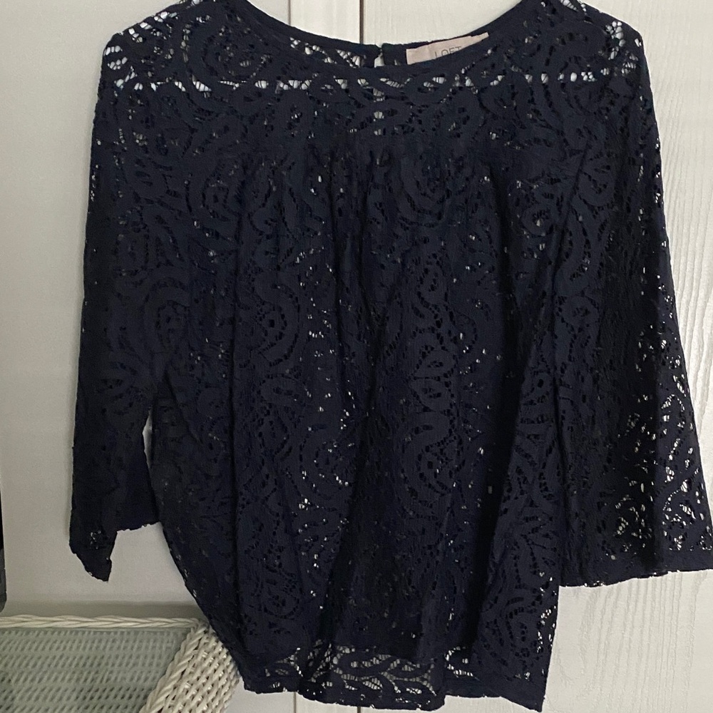 Loft size medium, navy blue eyelet top very pretty in person